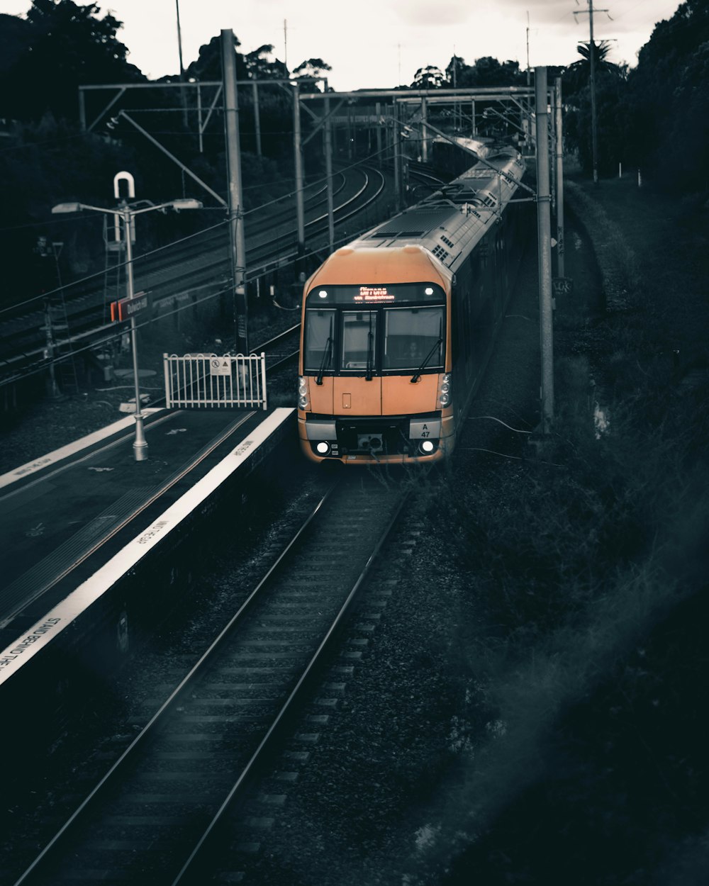 orange and black passenger train