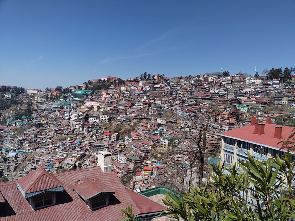 Casas sob o céu azul