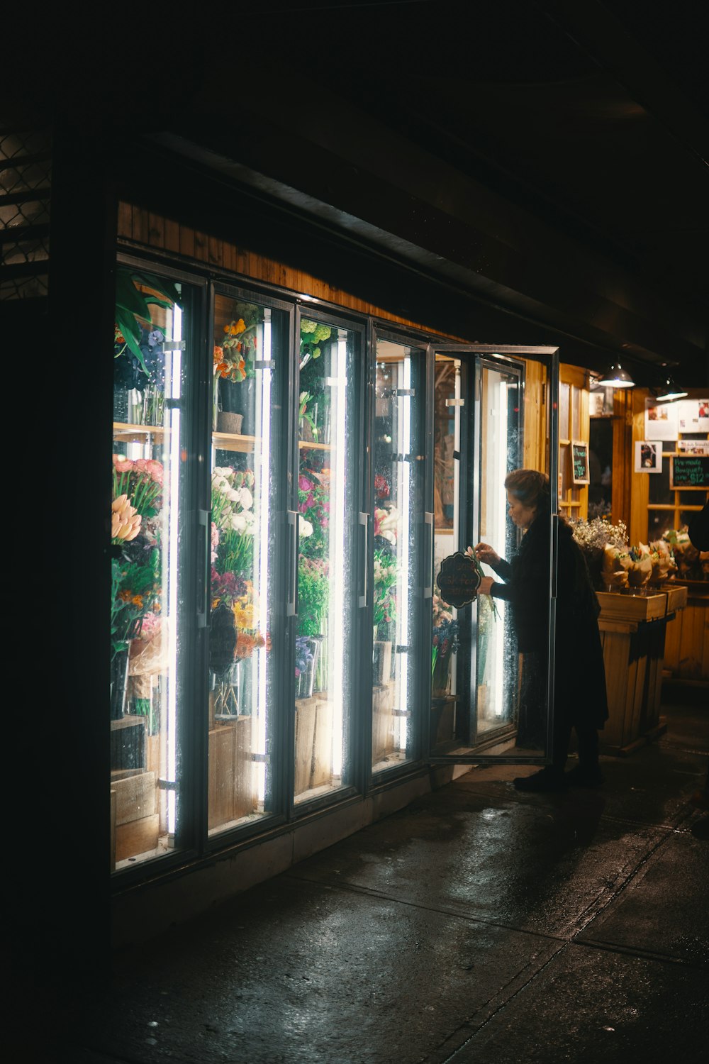 woman getting bouquet of flowers