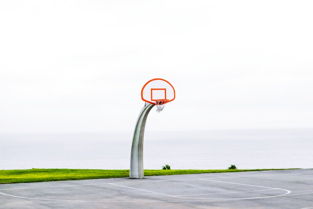 white and red basketball hoop