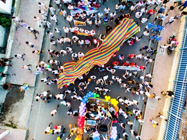 people standing on road