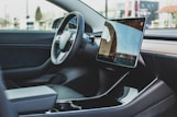 turned-on monitor inside vehicle