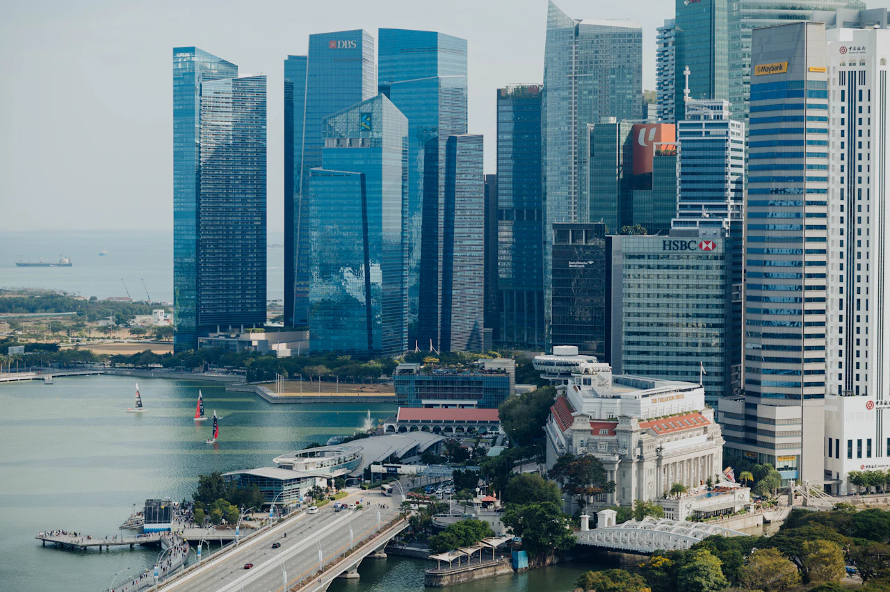 Office towers in Singapore's Central Business District in daytime