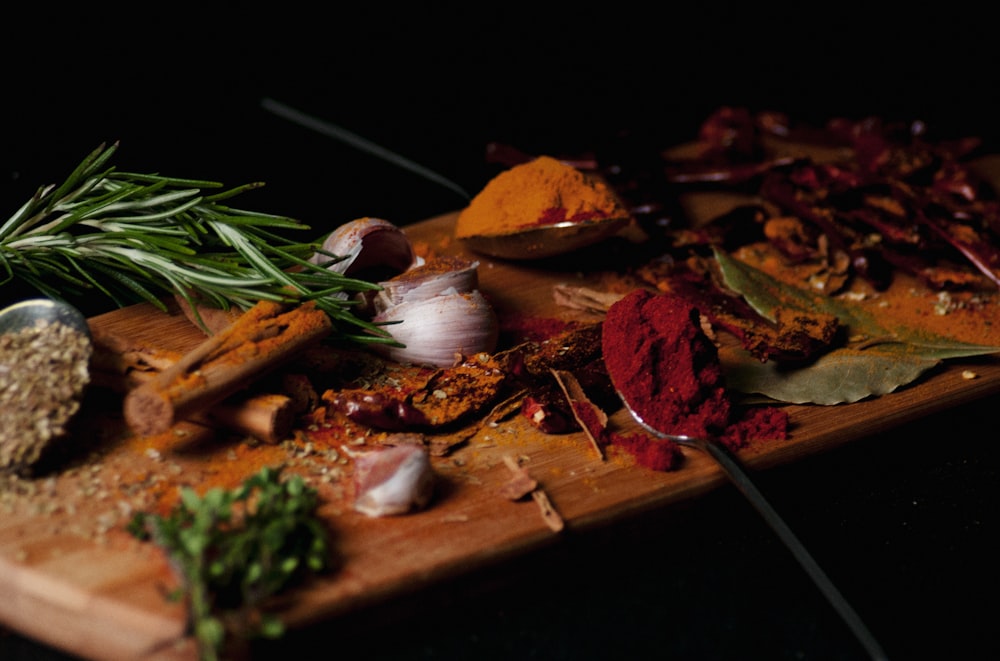 spices on chopping board