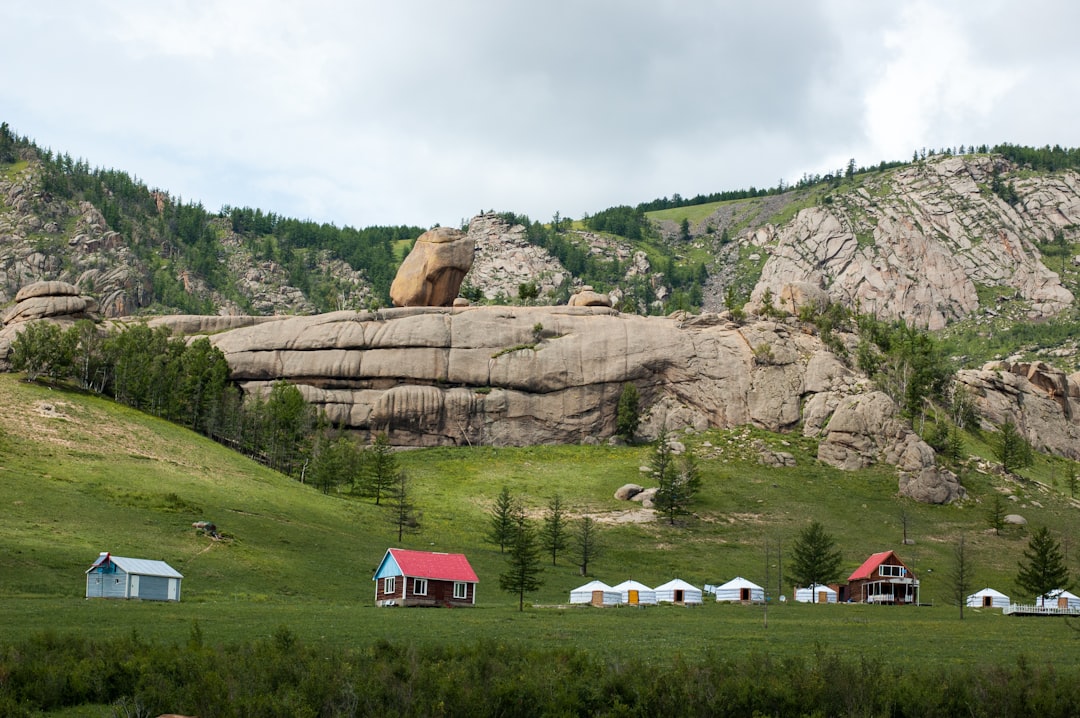 Terelj in Mongolia is known for its rocky mountain formation and is a popular destination for escaping the city Ulaanbaatar.