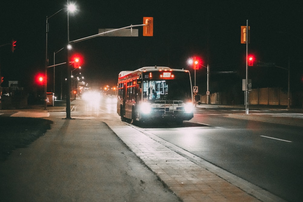 bus on road at night