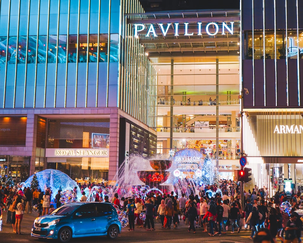 people near pavilion building