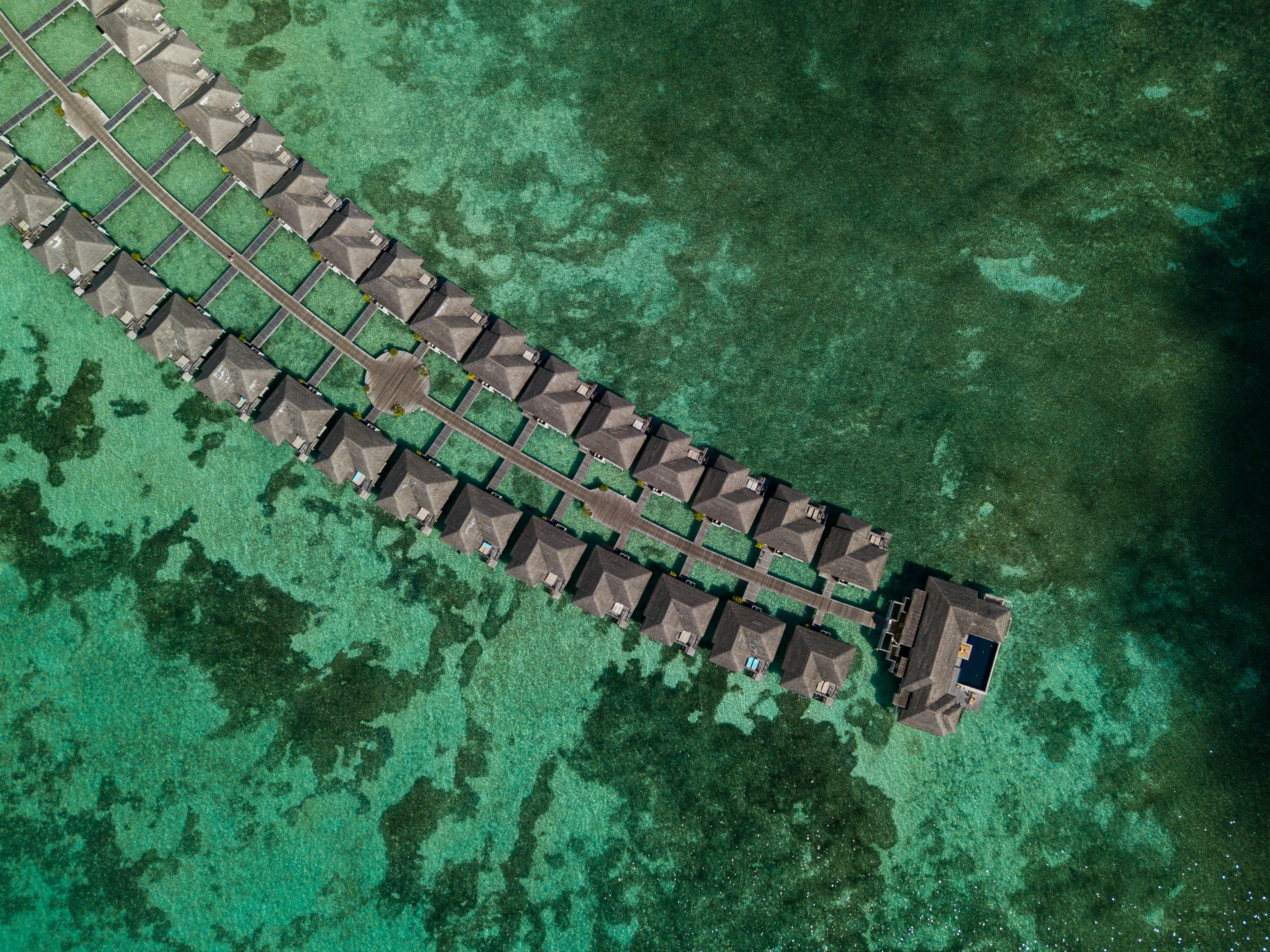 aerial view of Bali cruise hub at dermaga Benoa with security personnel and modern maritime equipment