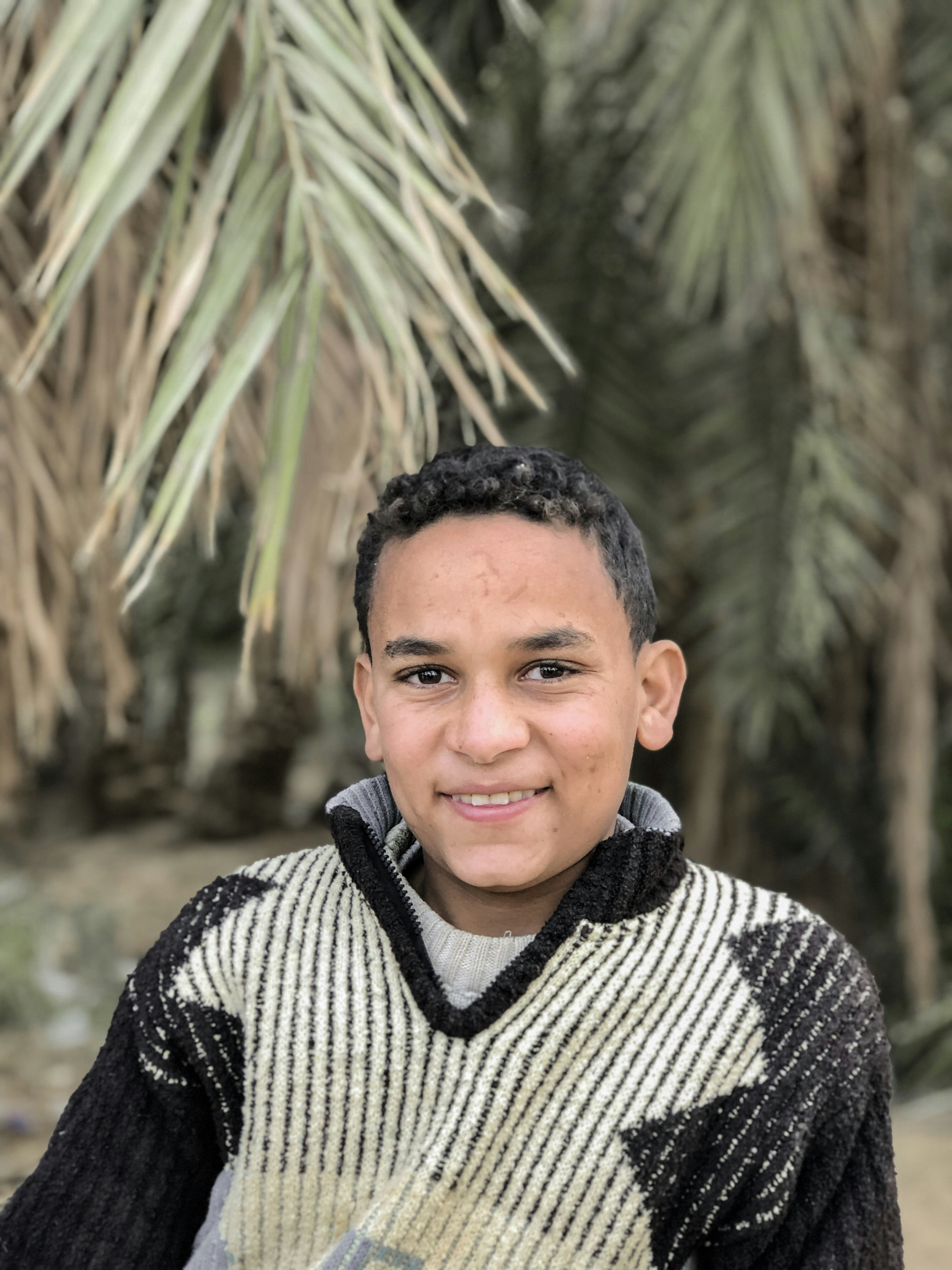 Smiling Man In Black And White Striped Jacket Photo Free Face