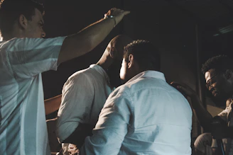 man wearing white dress shirt