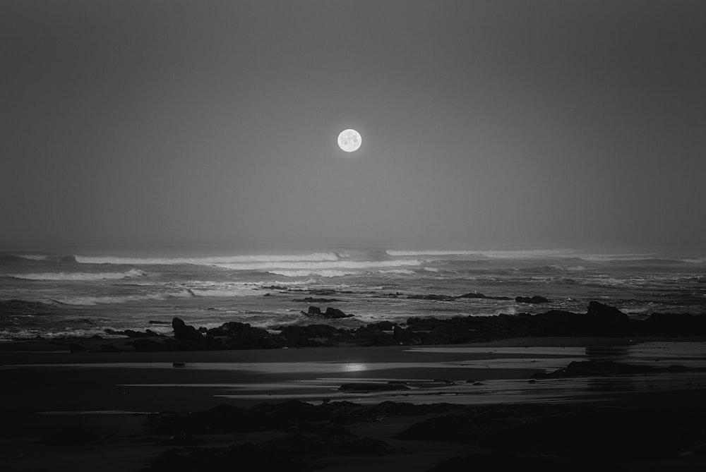 grayscale photo of ocean waves