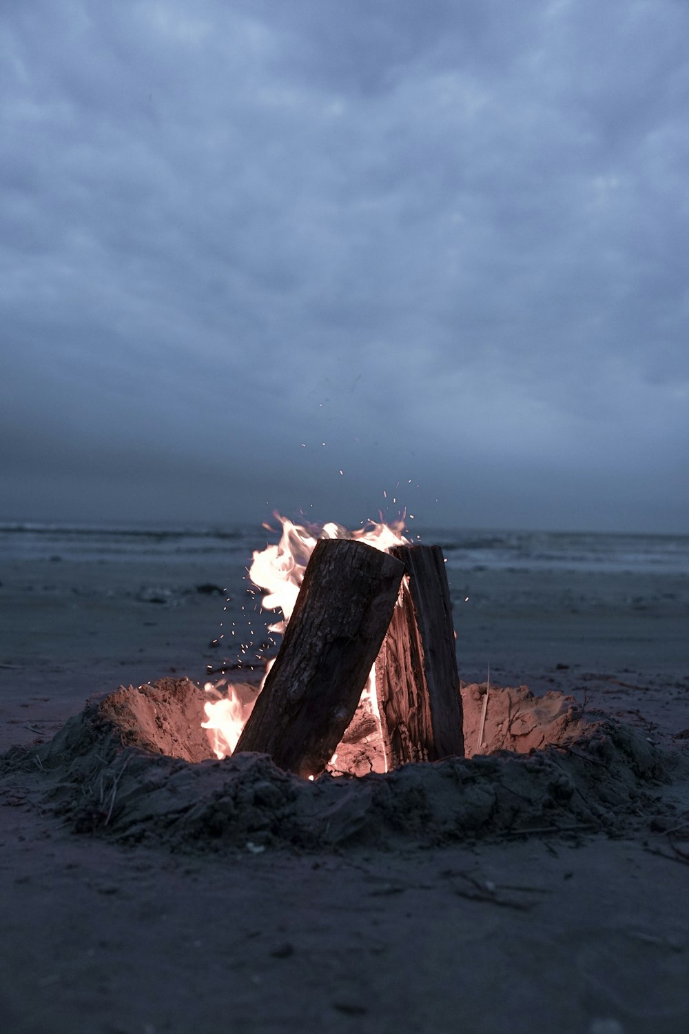 bonfire in sand