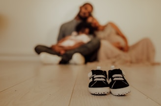black-and-white crib shoes
