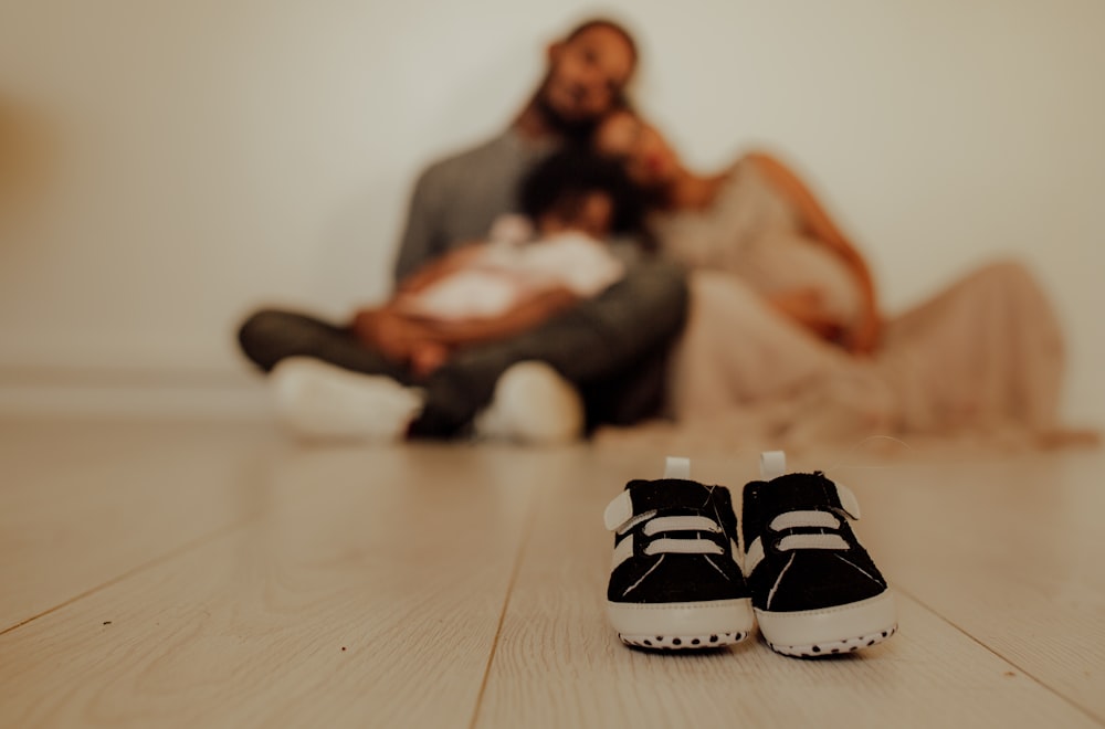 black-and-white crib shoes