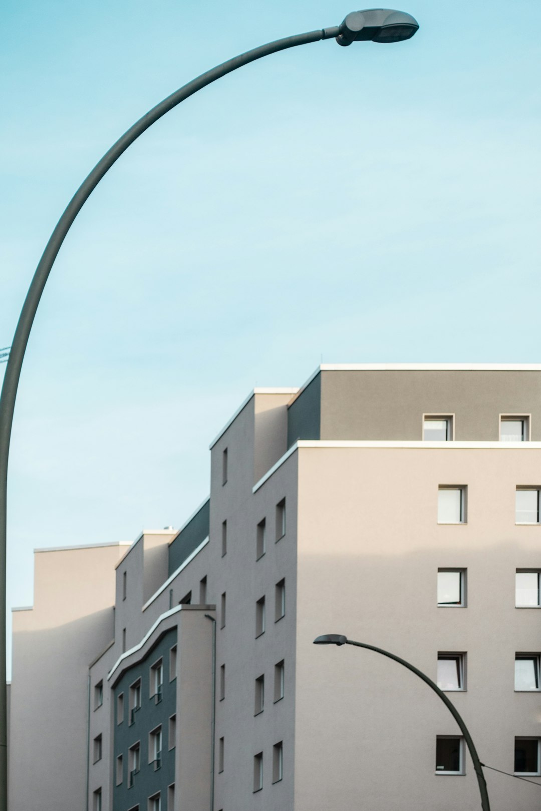 architectural photography of street post near building