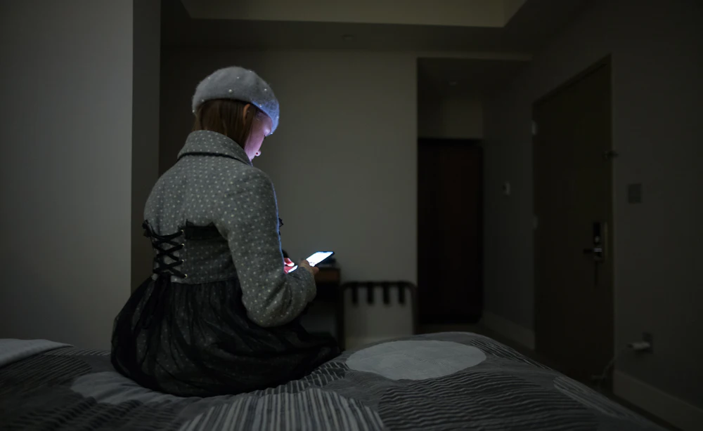 Searching on a phone late at night