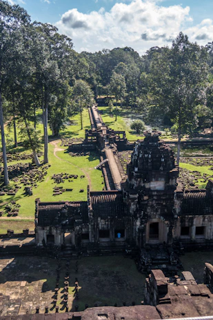 A panoramic view of ancient ruins surrounded by dense jungle, inviting exploration.