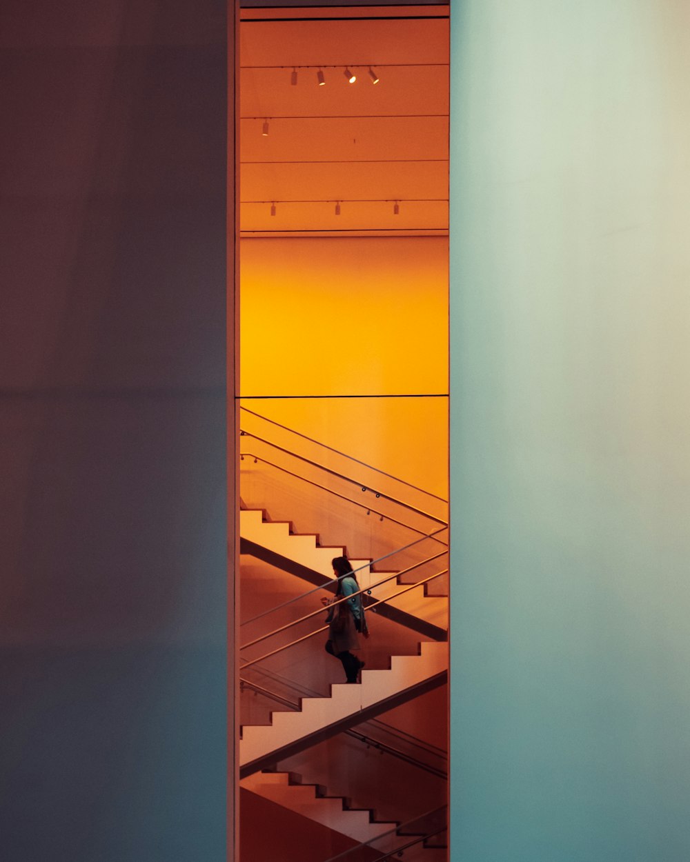 woman standing on stairs