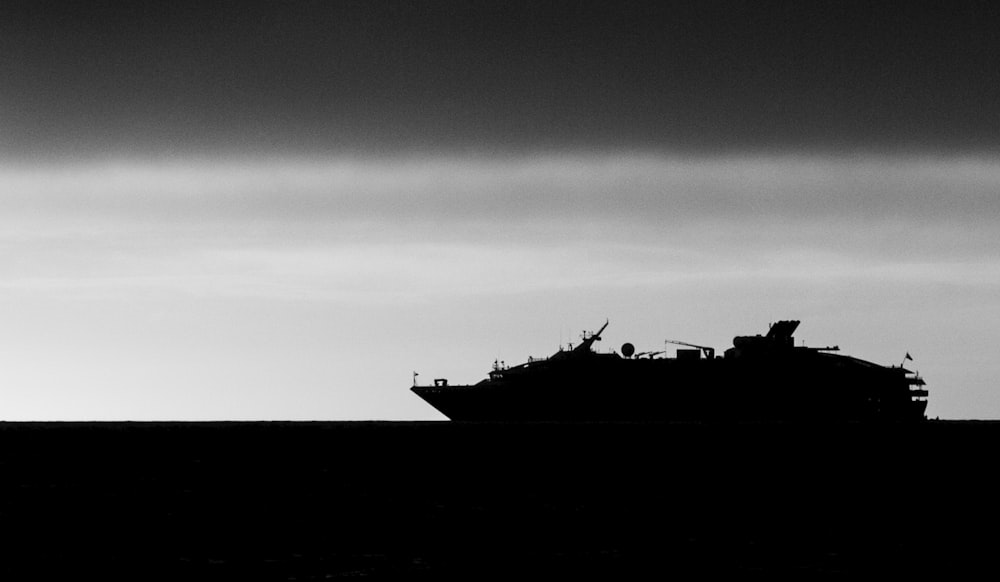 silhouette of ship