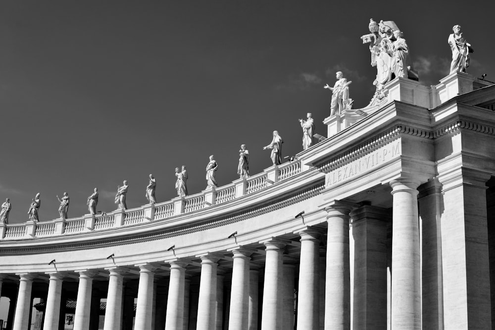 grayscale photography of building