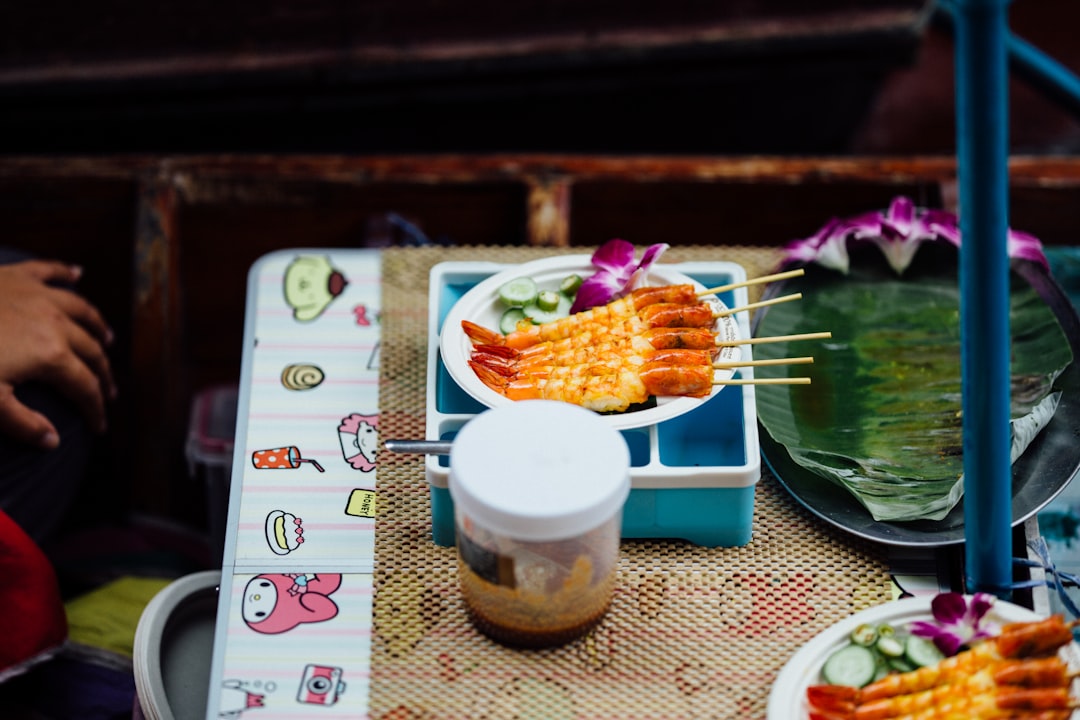 shrimp skewers on bowl