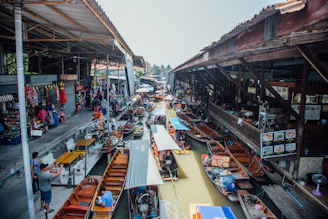 boats on dock carrying assorted products