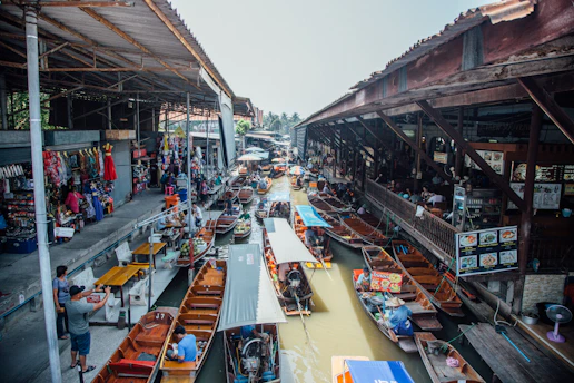 boats on dock carrying assorted products