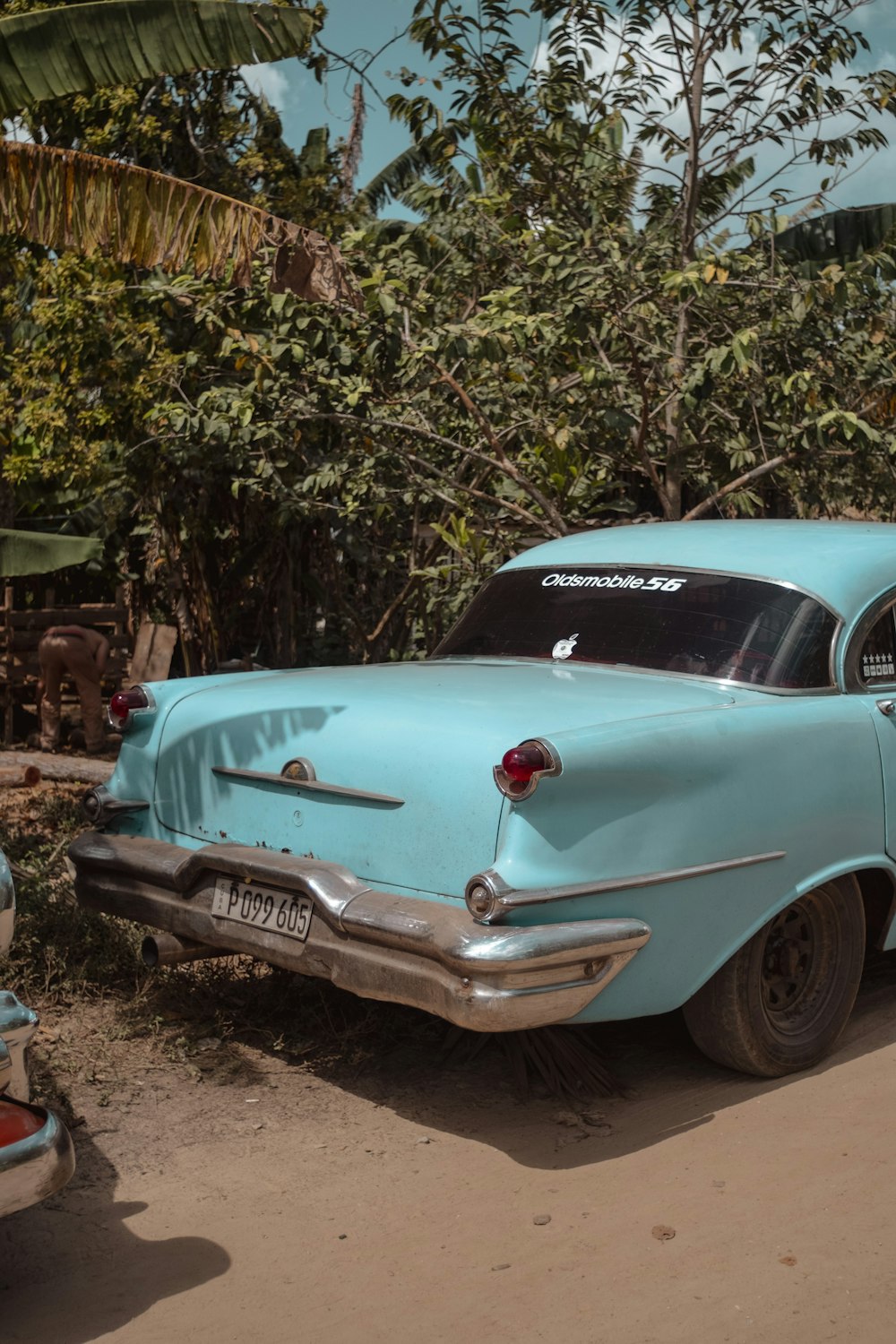 vintage blue car