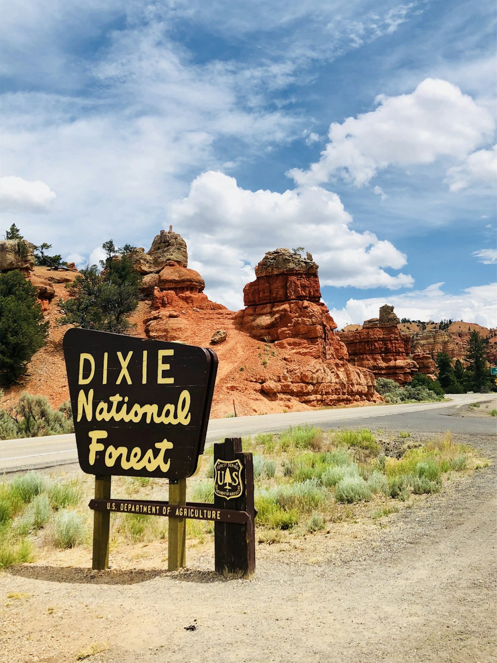 Dixie National Forest Schild in der Nähe der Straße