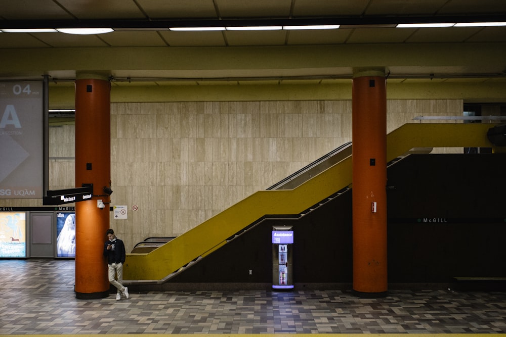 yellow stair inside building