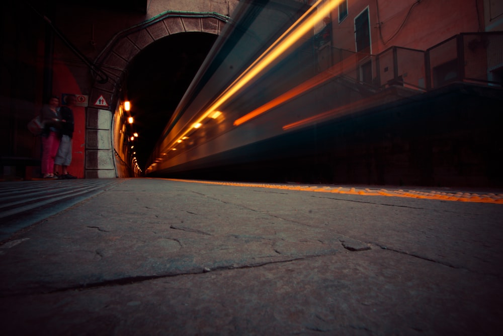 gray train in subway