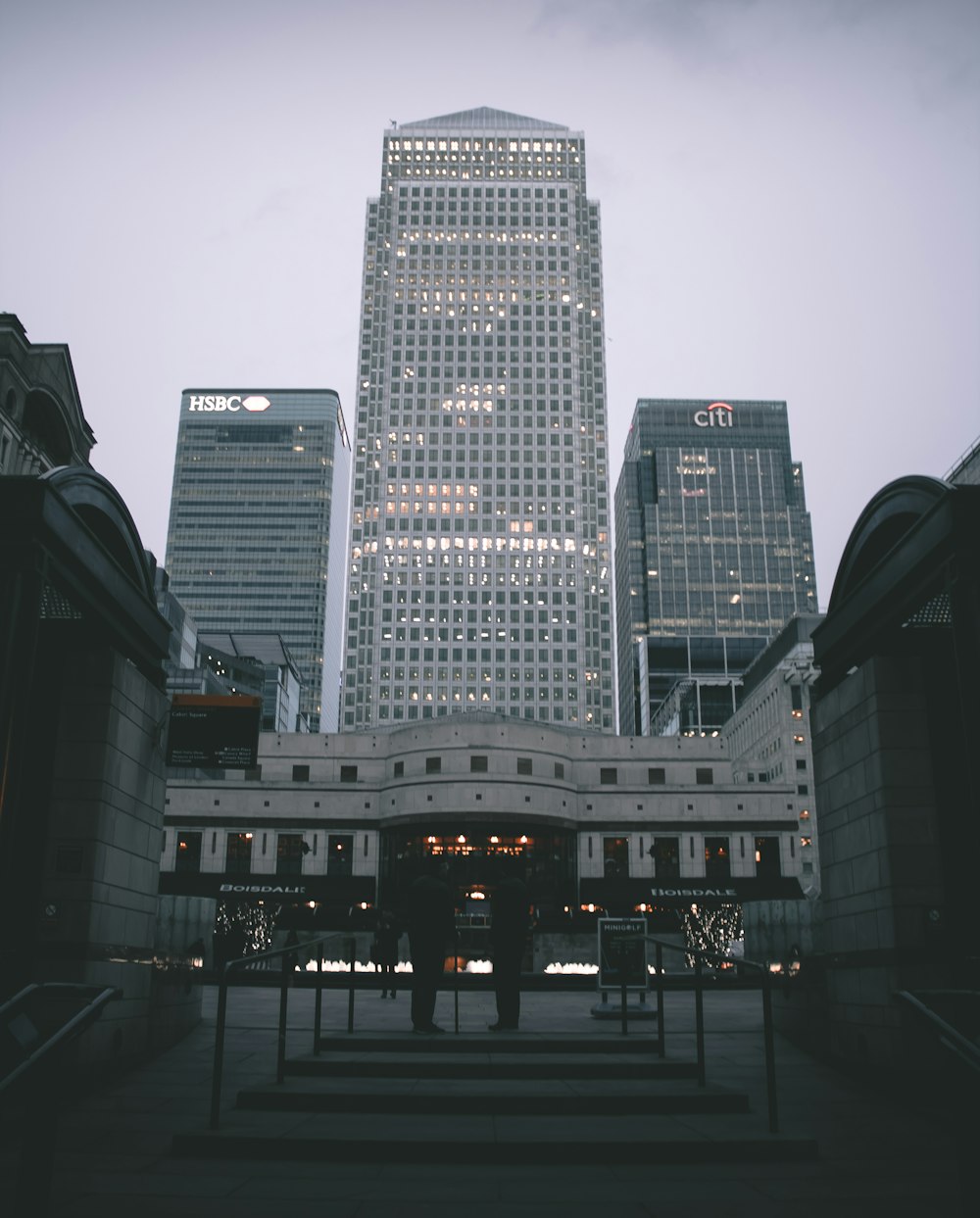 low angle photo of glass buildings