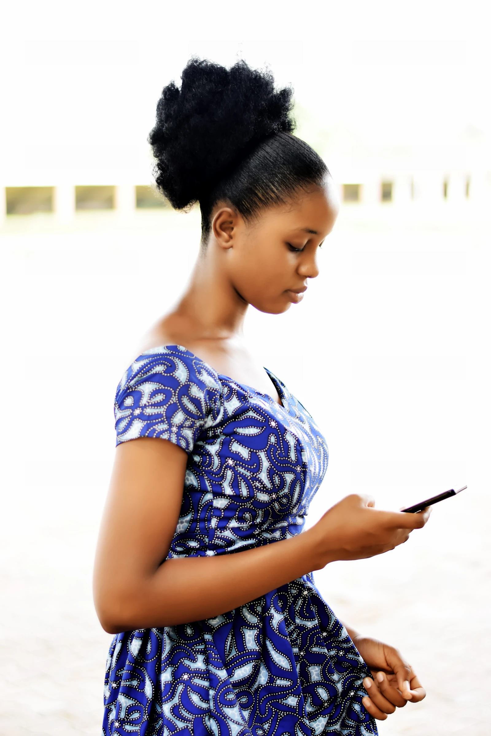 A mother checking her phone