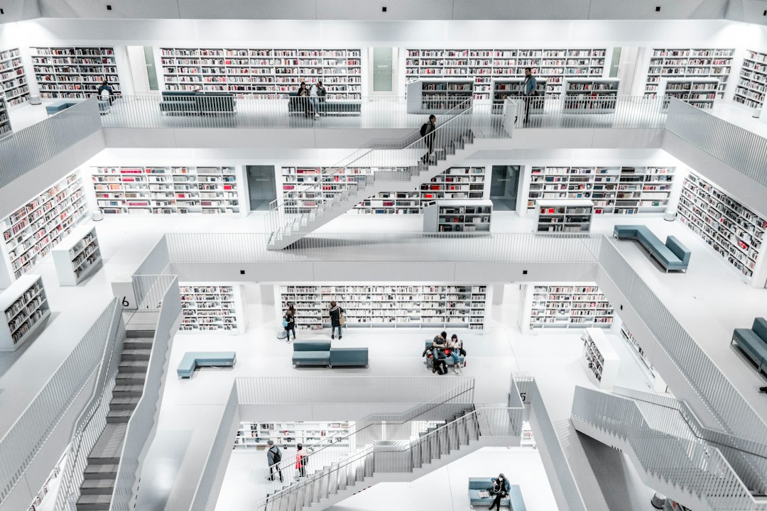 white concrete building, Stuttgart Library