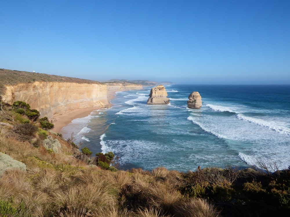 sea beside rock formation