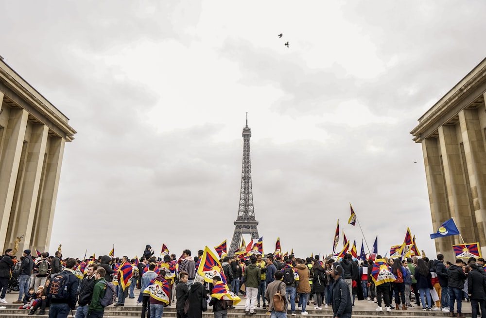 people gathering near Eiffel Tower of Paris