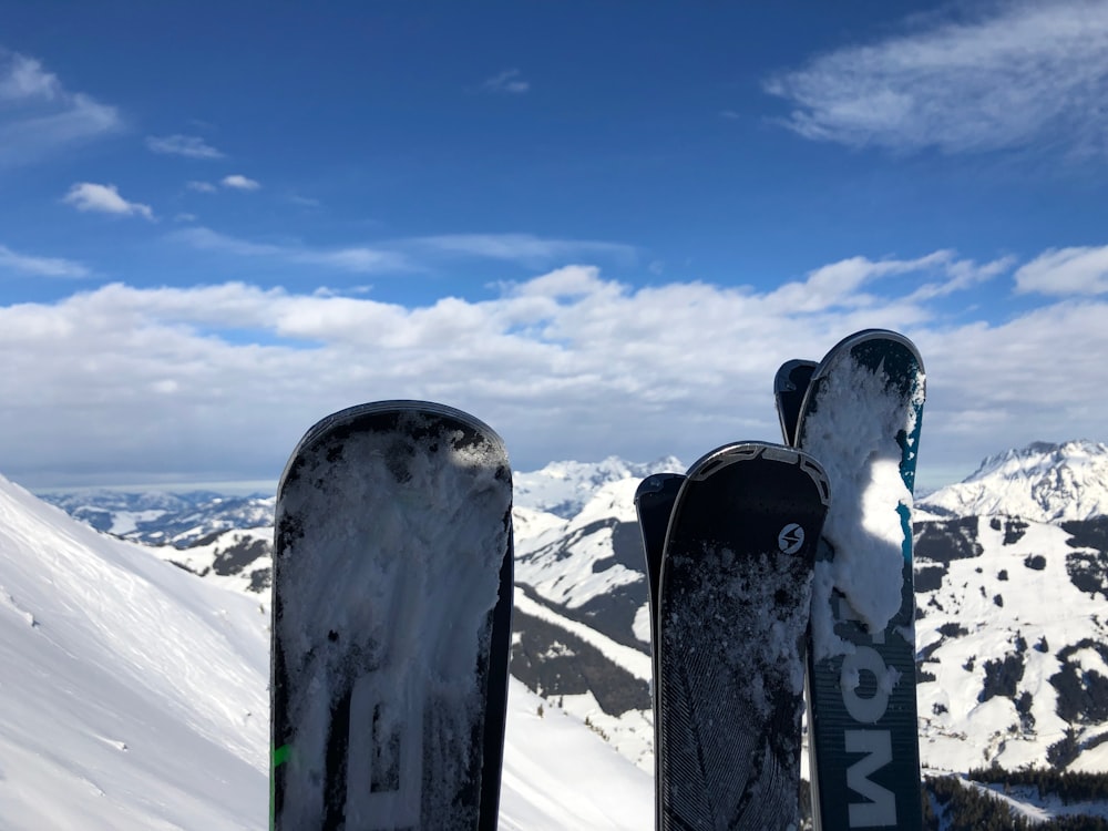 assorted-color snowboards