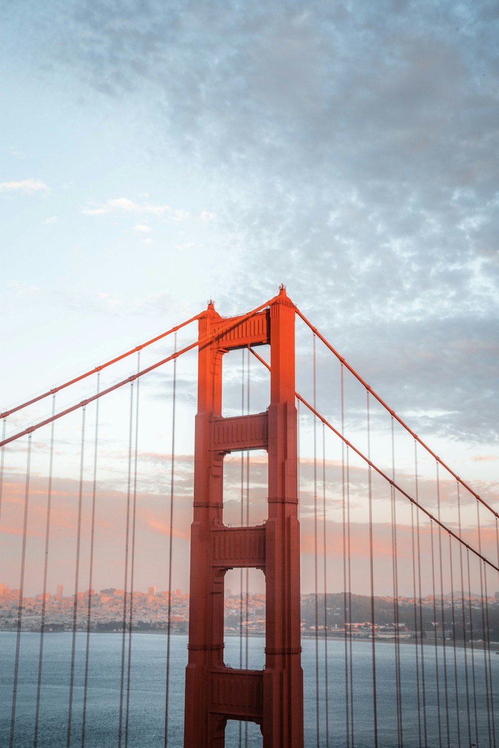 low angle photography of suspension bridge