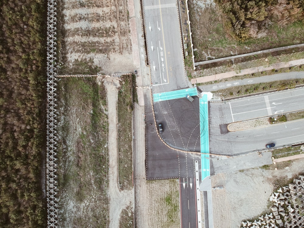 aerial view photography of road