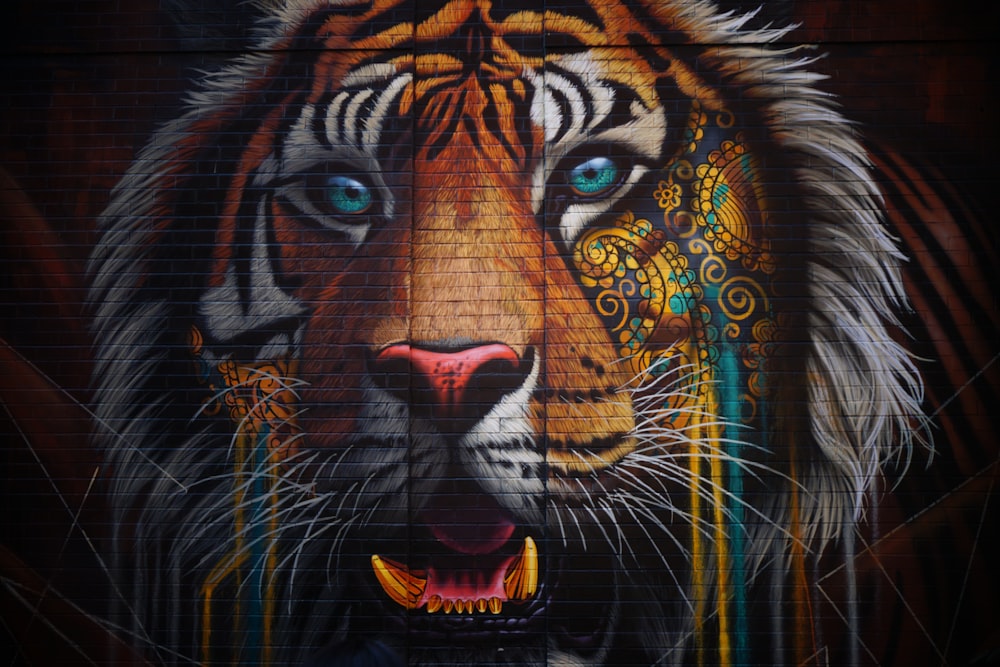 pittura di strada della tigre