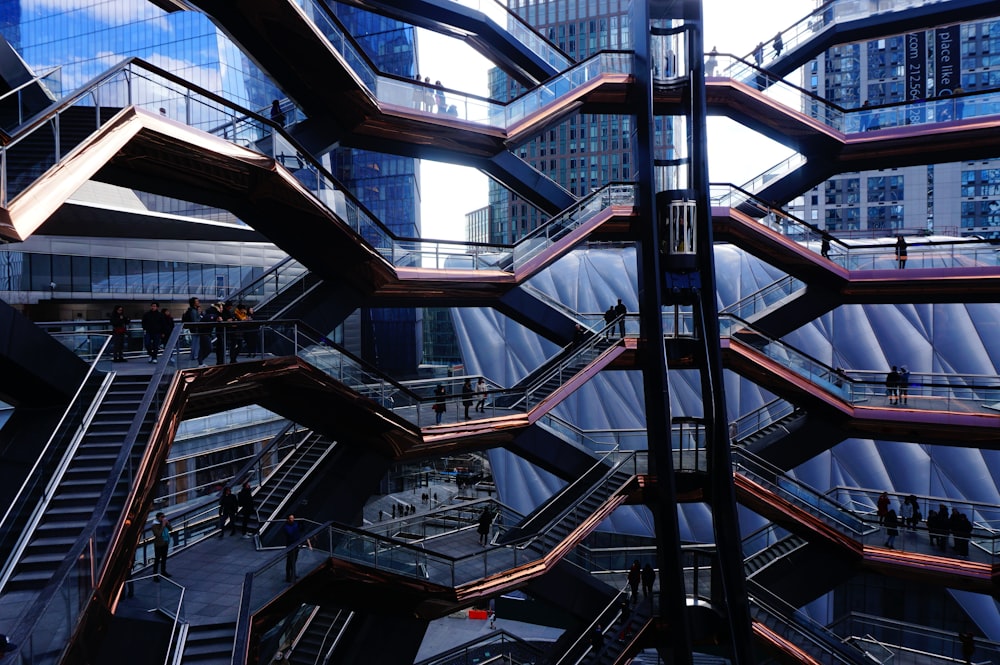 aerial view photography of spiral stair