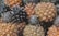 Close-up of ripe pineapples stacked in a bright market setting.