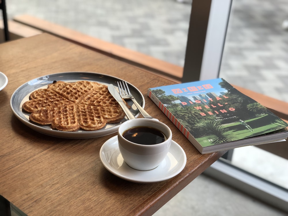 sandwich and cup of coffee on table