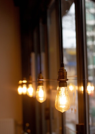 A modern living space featuring multiple LED lamps creating a warm and inviting atmosphere.