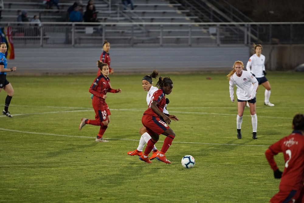 women playing soccer