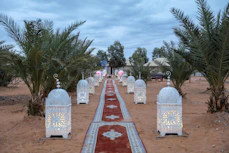 wedding isle surrounded with lanterns