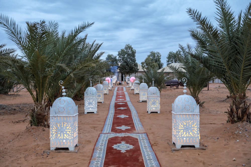 wedding isle surrounded with lanterns