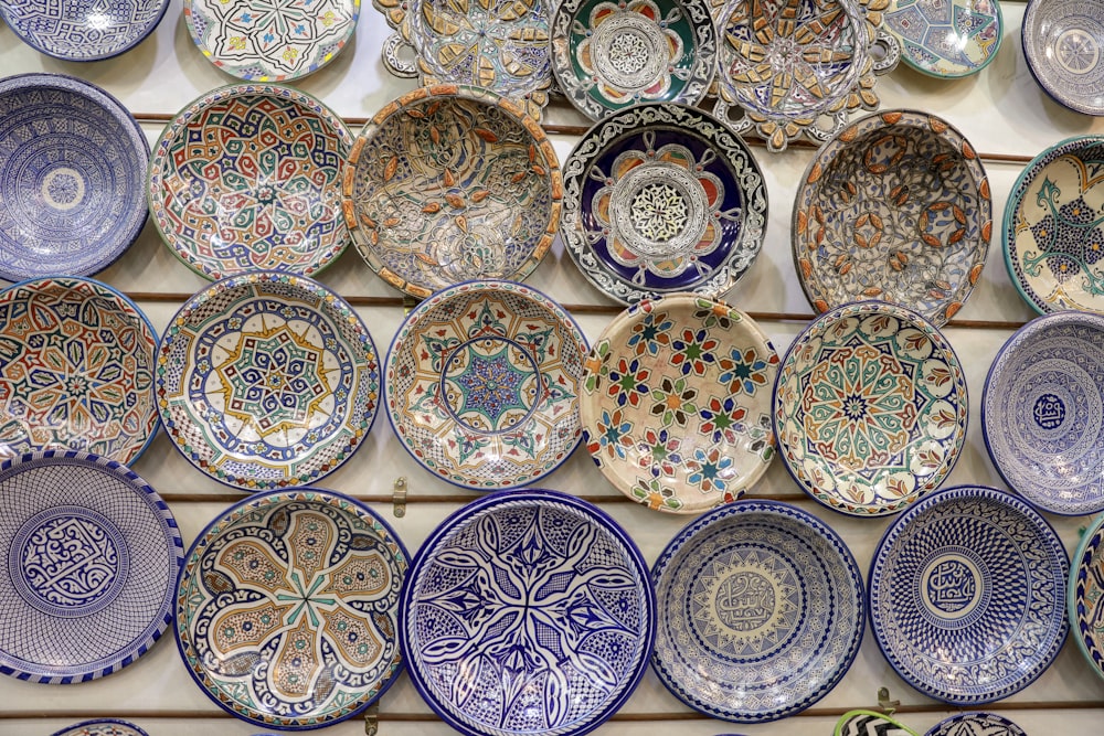 assorted color ceramic decorative plates lot