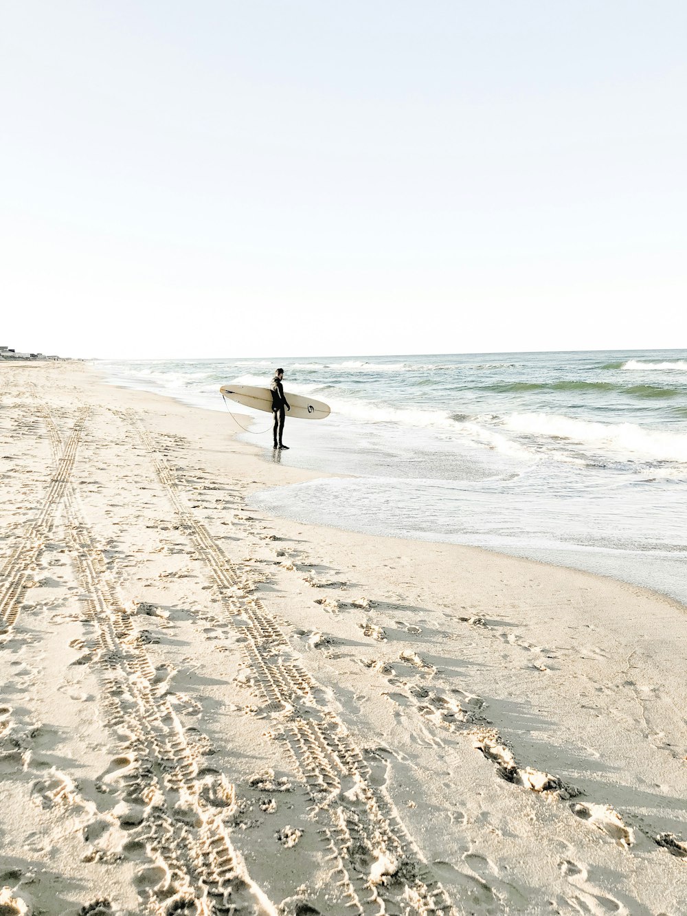 person holding surfboard in the beach