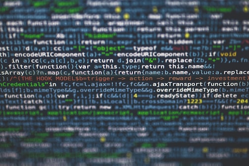 Lines of JavaScript code displayed on a computer screen with syntax highlighting. The text includes various functions, variables, and operations related to web development.